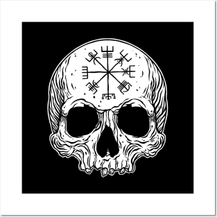 Vegvisir rune skull Posters and Art